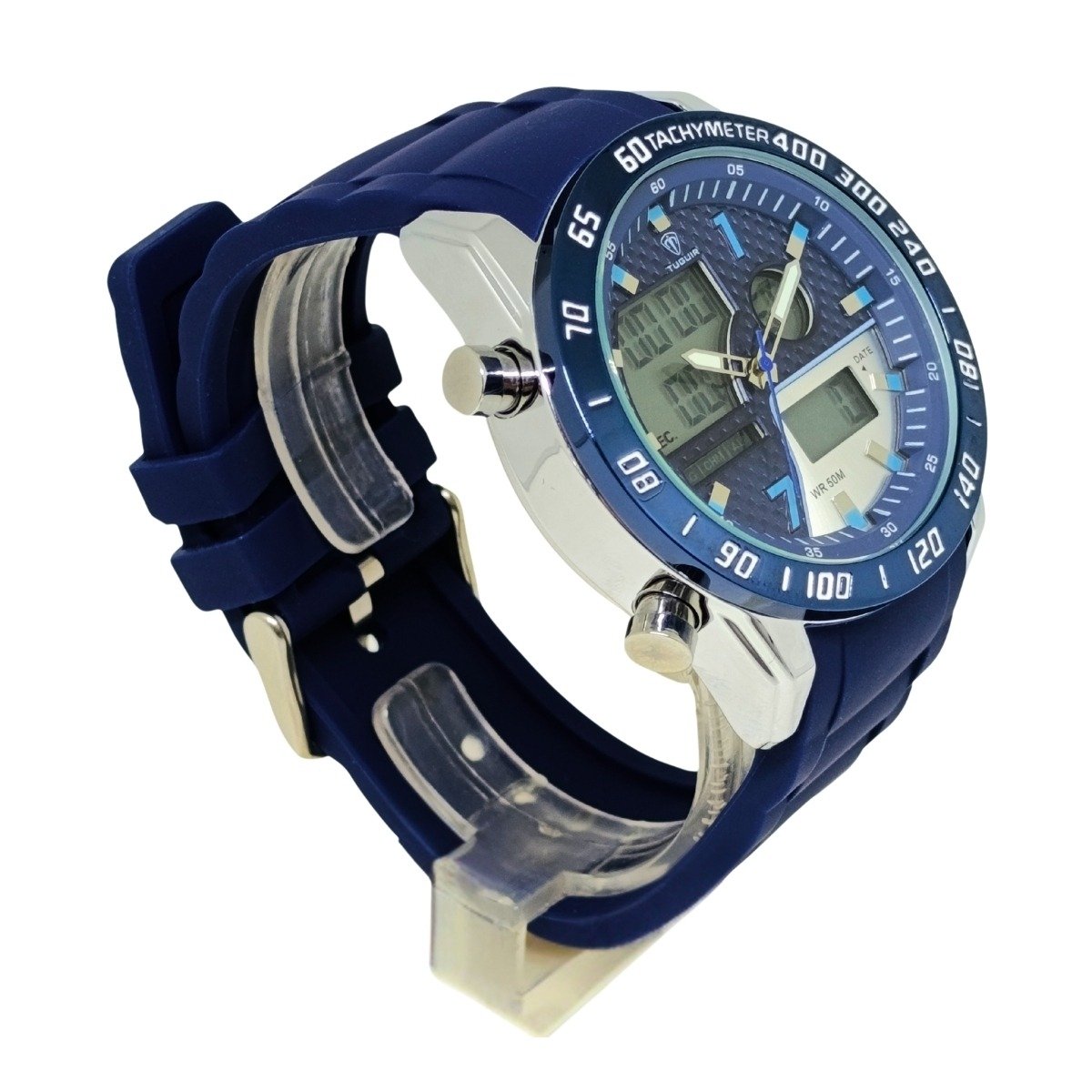 Relógio Masculino Tuguir AnaDigi 2308 Prata e Azul Azul 4