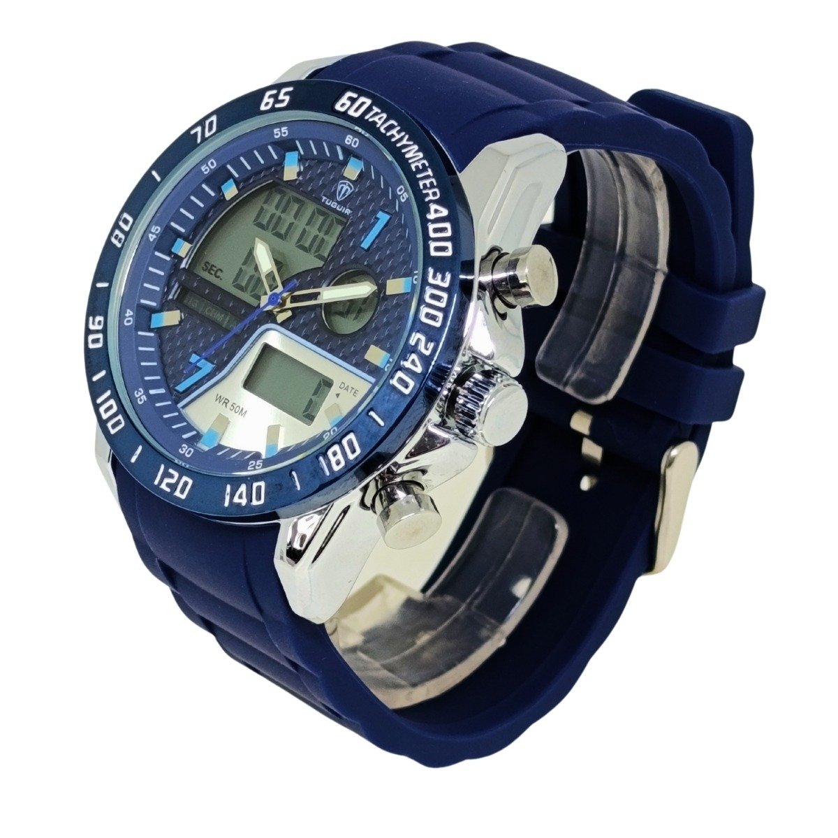 Relógio Masculino Tuguir AnaDigi 2308 Prata e Azul Azul 5