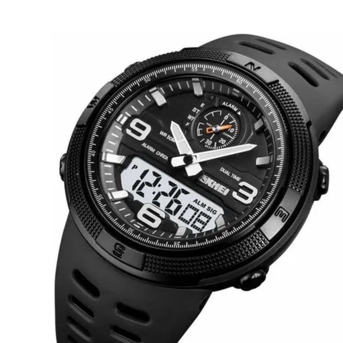 Relógio Masculino Skmei AnaDigi 1655 Preto Preto 2