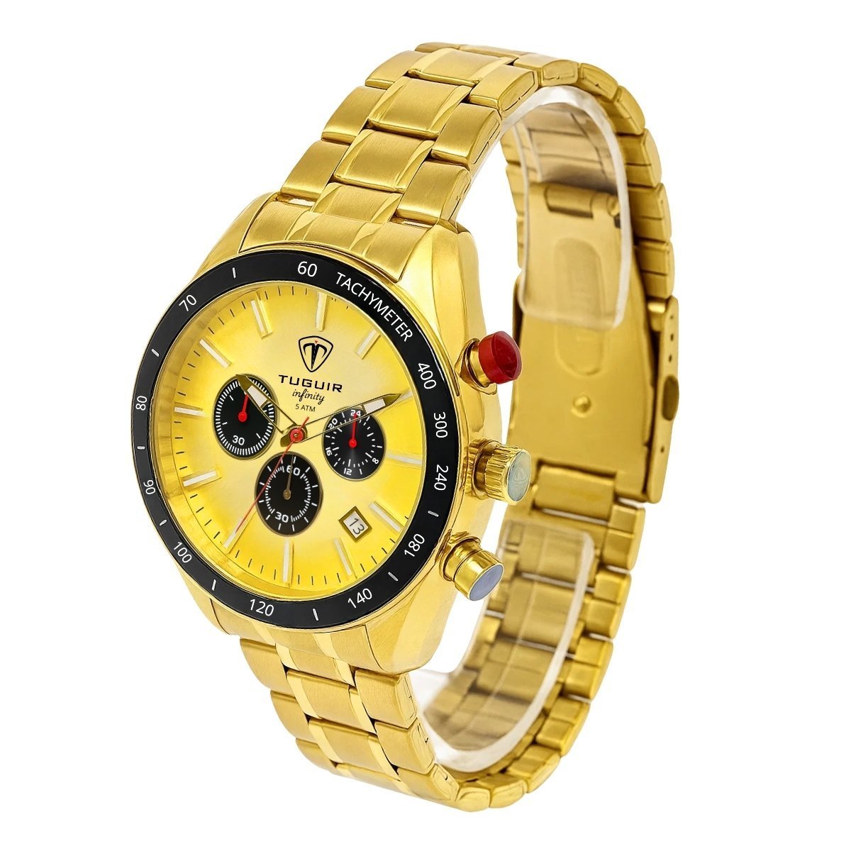Cronógrafo Masculino Tuguir Analógico Infinity 23-2231 - Dourado e Preto Dourado 4