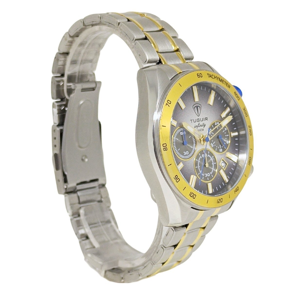 Cronógrafo Masculino Tuguir Analógico Infinity 23-2231 - Prata, Dourado e Azul Prata/Dourado 3
