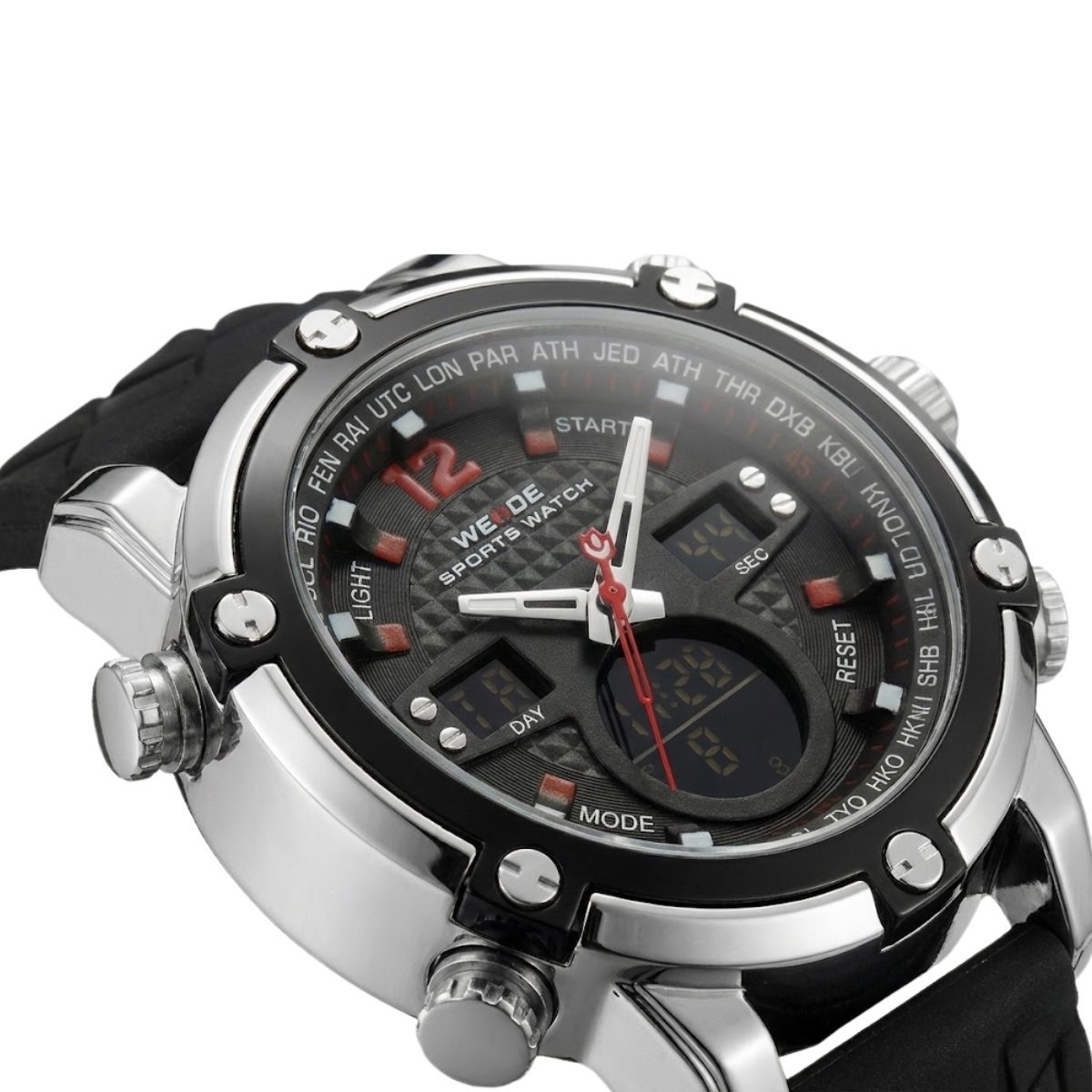 Relógio Masculino Weide AnaDigi WH-5205 Prata e Preto e Vermelho Prata 2