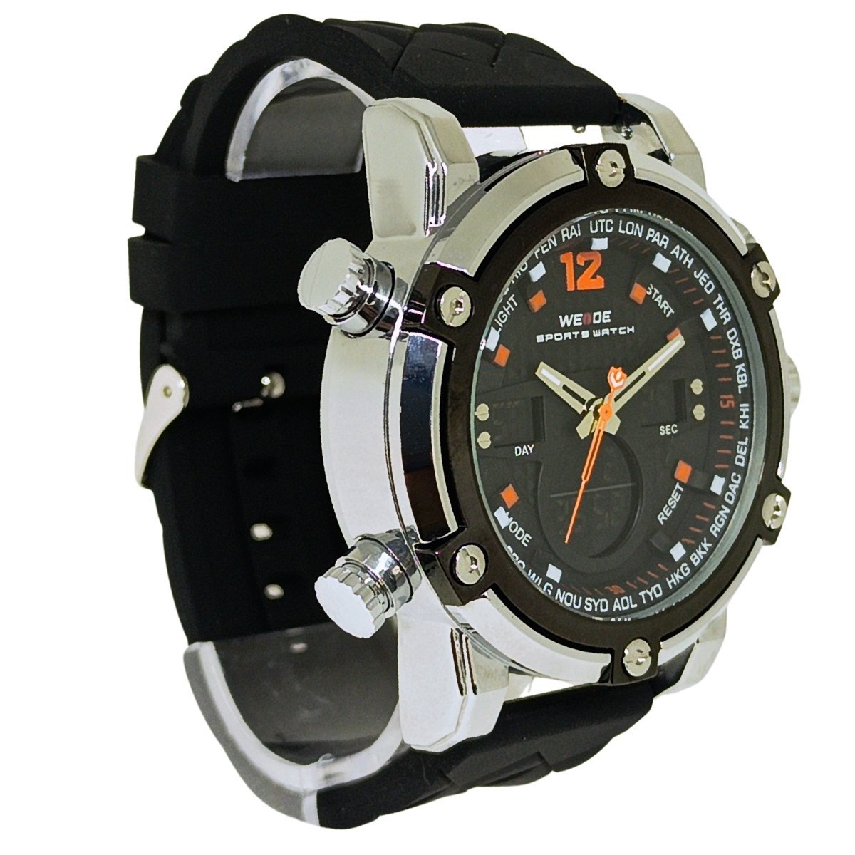 Relógio Masculino Weide AnaDigi WH-5205 Prata e Preto e Laranja Prata 2