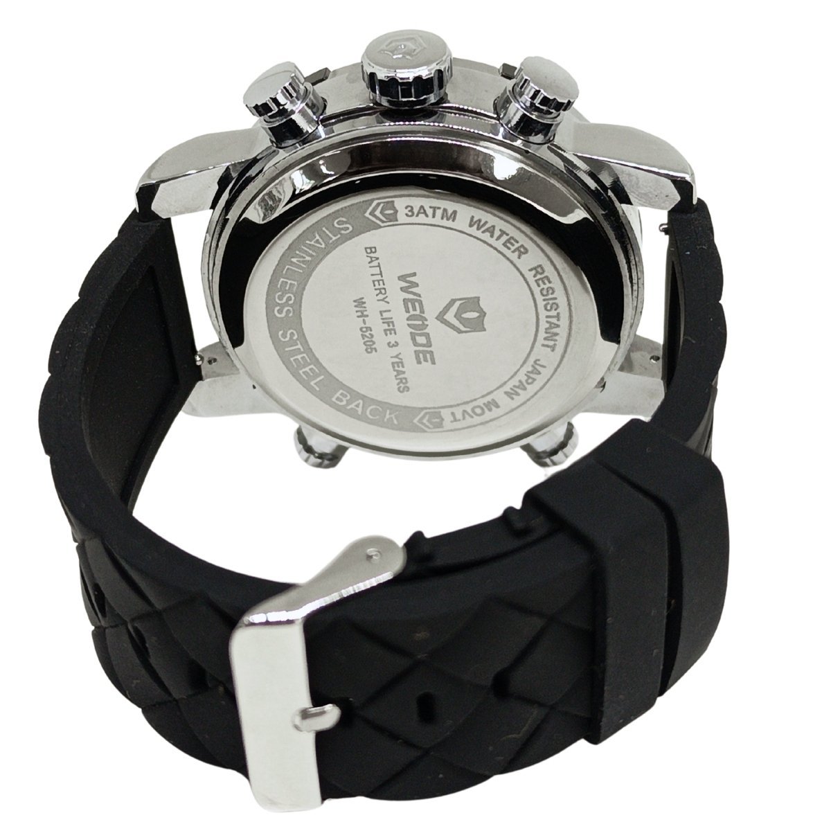 Relógio Masculino Weide AnaDigi WH-5205 Prata e Preto e Laranja Prata 4