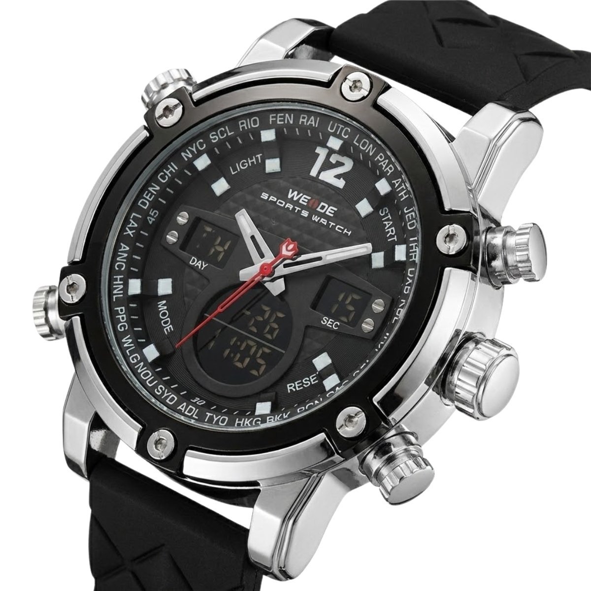 Relógio Masculino Weide AnaDigi WH-5205 Prata e Preto Prata 2