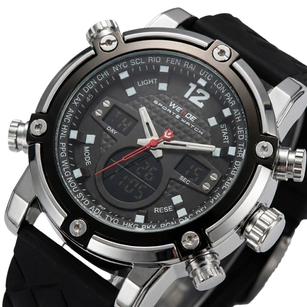 Relógio Masculino Weide AnaDigi WH-5205 Prata e Preto Prata 3