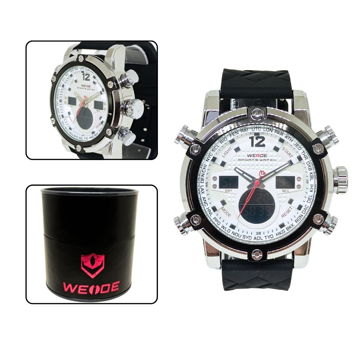Relógio Masculino Weide AnaDigi WH-5205 Prata e Branco Prata 5