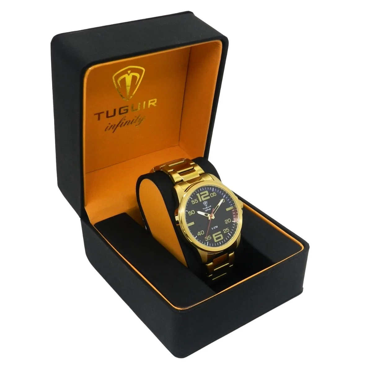 Relógio Masculino de Aço Tuguir Analógico Infinity 9169A Dourado e Preto Dourado 3