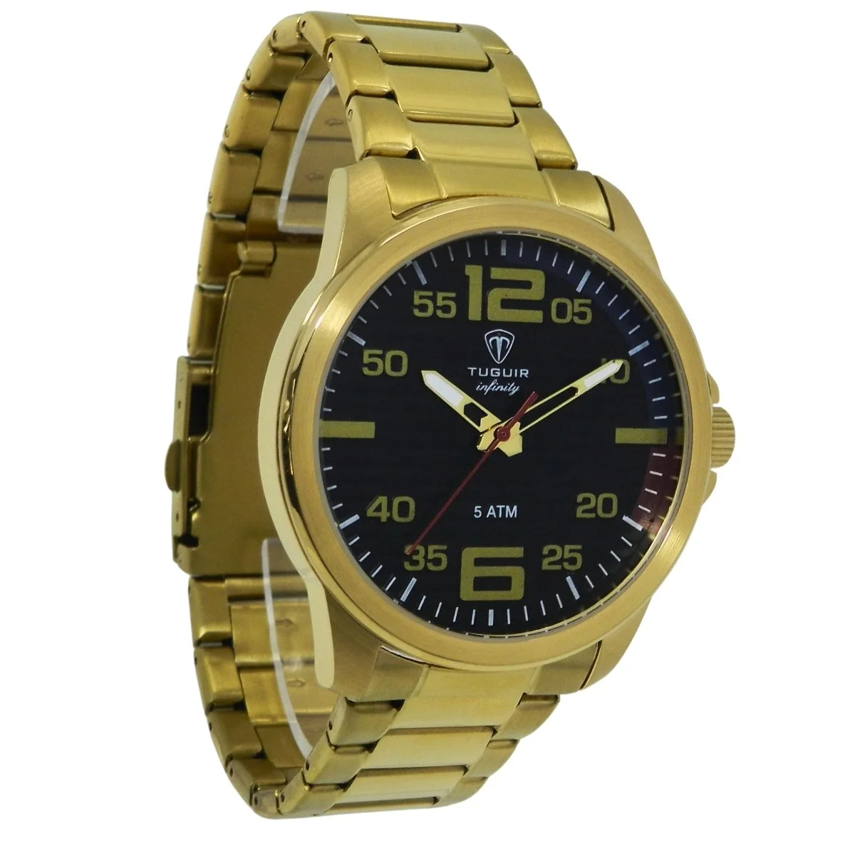 Relógio Masculino de Aço Tuguir Analógico Infinity 9169A Dourado e Preto Dourado 4