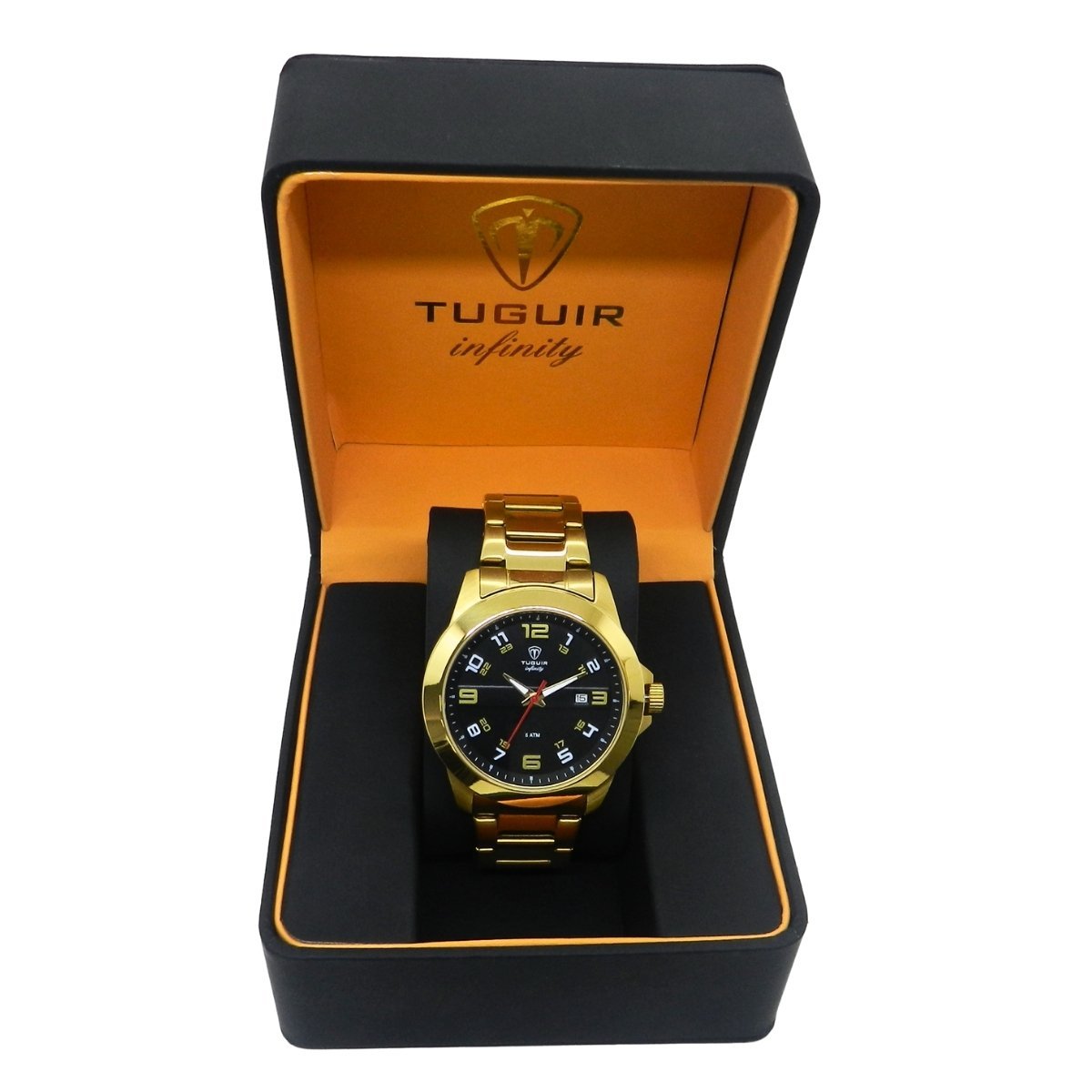 Relógio Masculino de Aço Tuguir Analógico Infinity 9169D Dourado e Preto Dourado 2