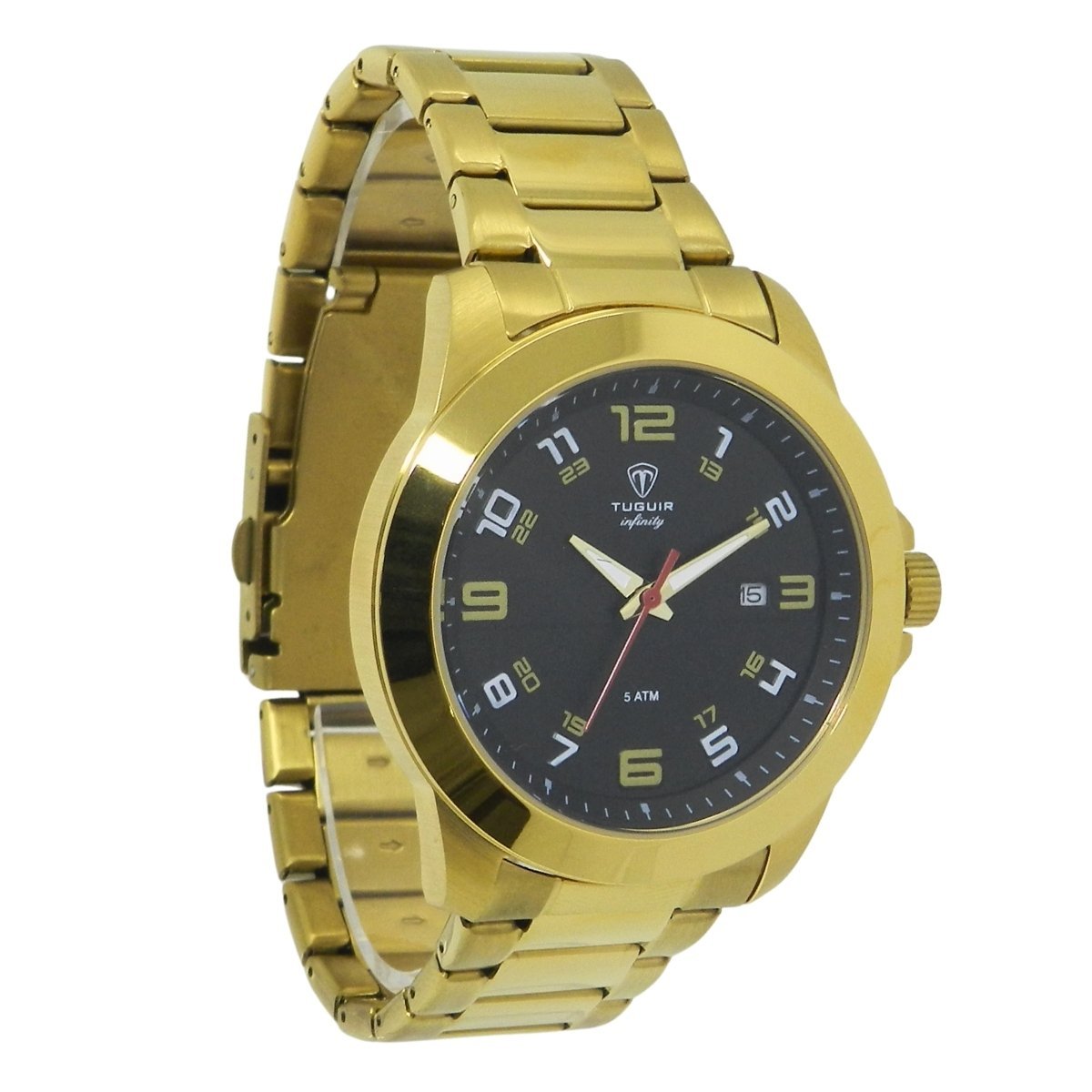 Relógio Masculino de Aço Tuguir Analógico Infinity 9169D Dourado e Preto Dourado 4