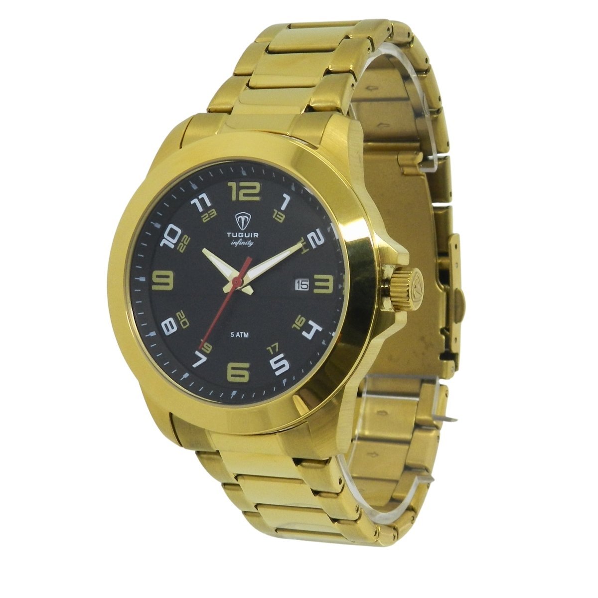 Relógio Masculino de Aço Tuguir Analógico Infinity 9169D Dourado e Preto Dourado 5