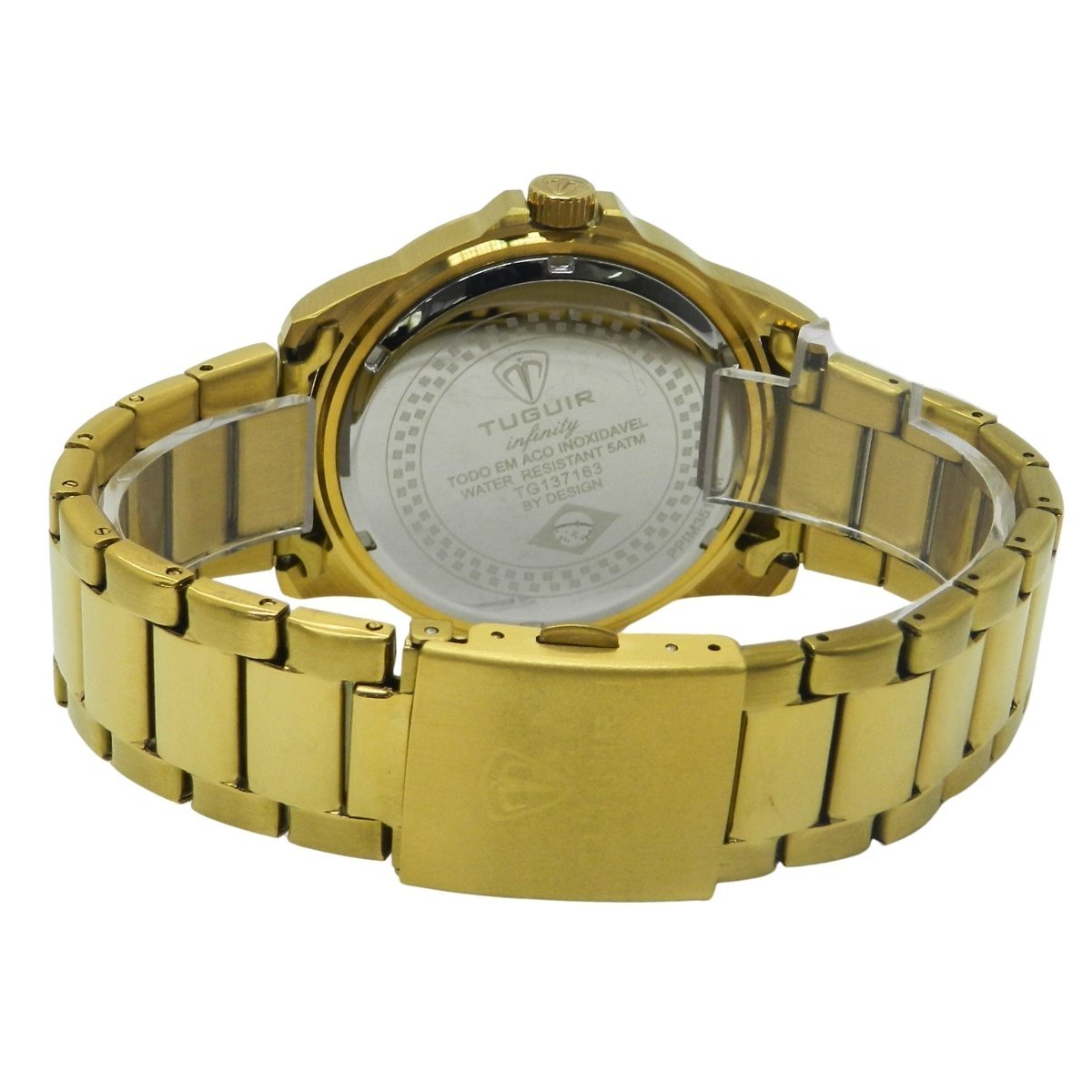 Relógio Masculino de Aço Tuguir Analógico Infinity 9169D Dourado e Preto Dourado 6