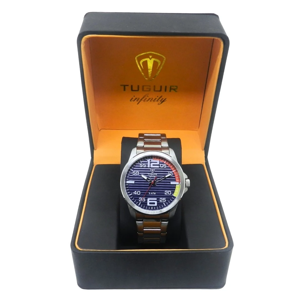 Relógio Masculino Tuguir Analógico Infinity 9169A - Prata, Azul e Laranja Prata 2
