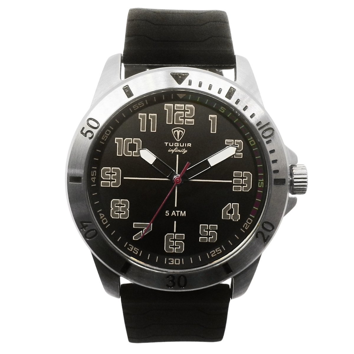 Relógio Masculino de Aço Tuguir Analógico Infinity 9169H Prata e Preto e vermelho