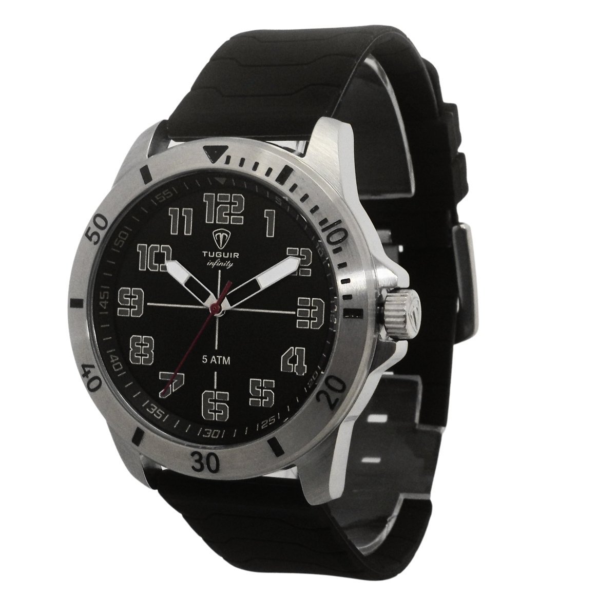 Relógio Masculino de Aço Tuguir Analógico Infinity 9169H Prata e Preto e vermelho Prata 5