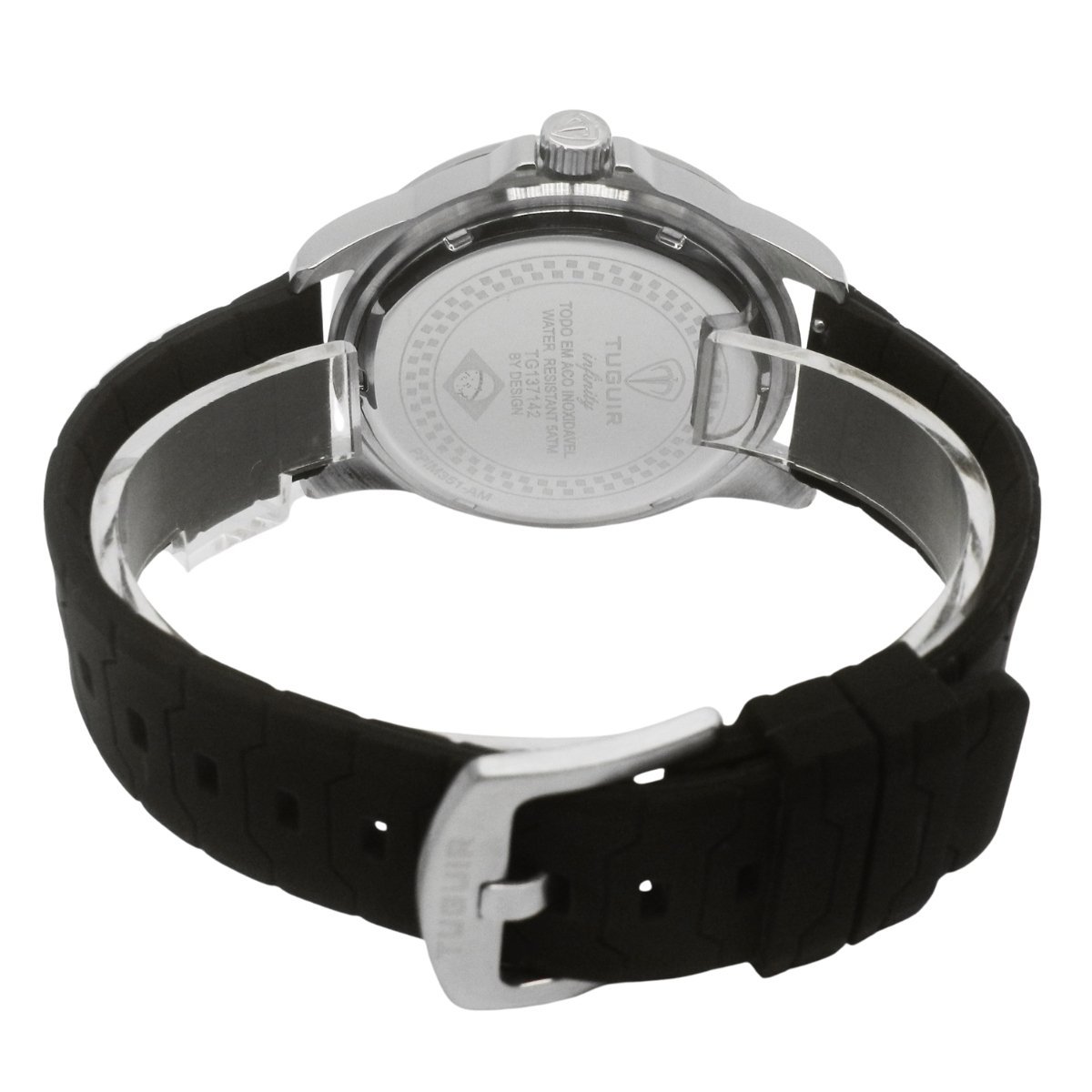 Relógio Masculino de Aço Tuguir Analógico Infinity 9169H Prata e Preto e vermelho Prata 6