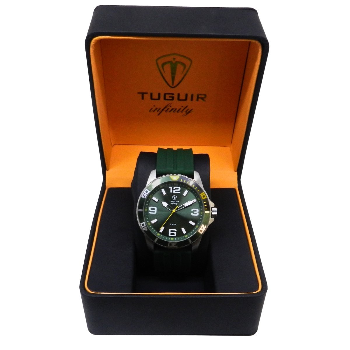 Relógio Masculino de Aço Tuguir Analógico Infinity 9169C Prata e Verde e Amarelo Prata 2