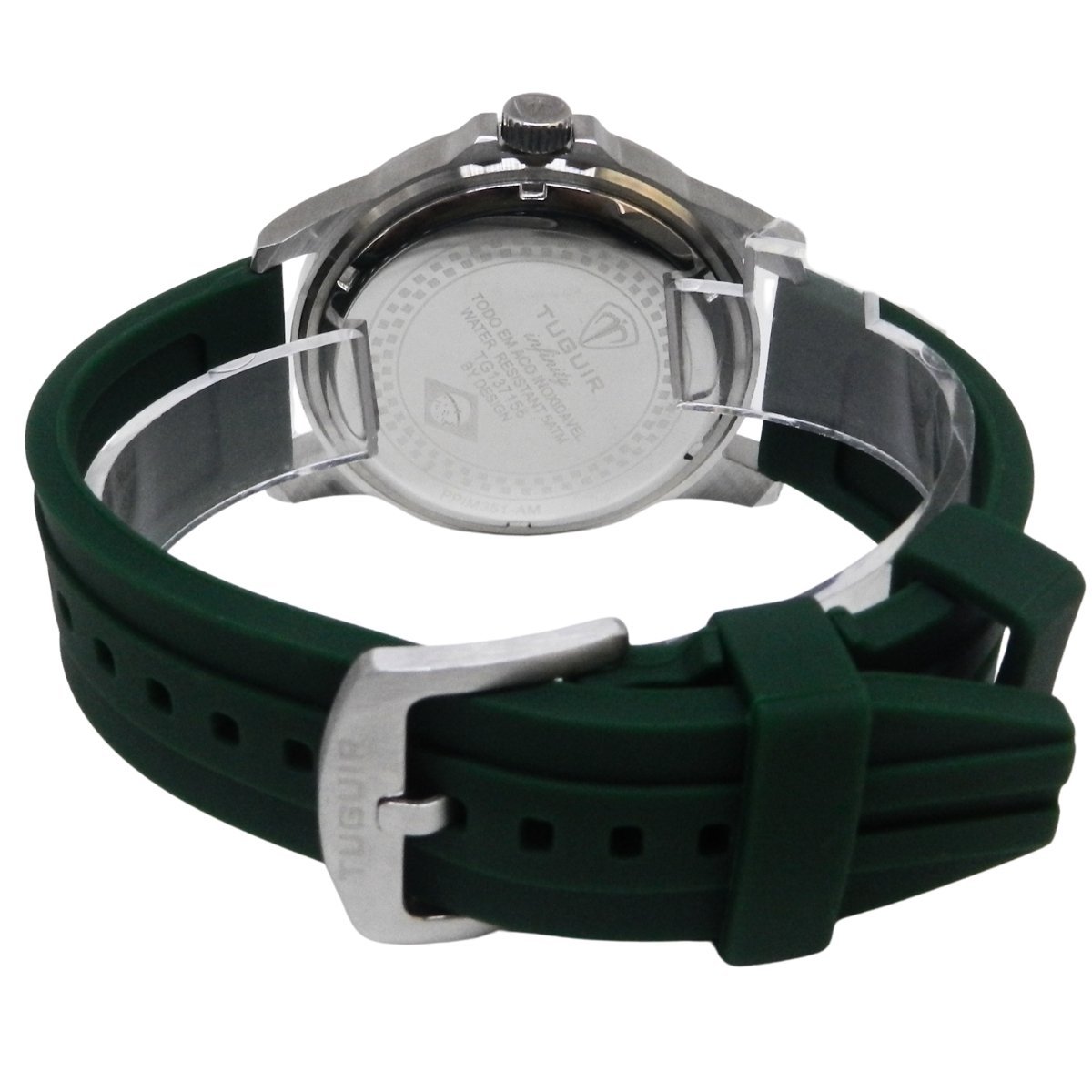 Relógio Masculino de Aço Tuguir Analógico Infinity 9169C Prata e Verde e Amarelo Prata 6