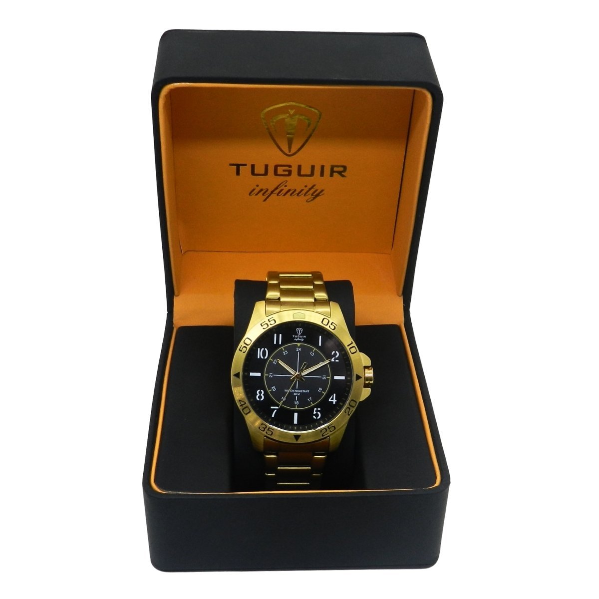 Relógio Masculino de Aço Tuguir Analógico Infinity 9167F Dourado e Preto Dourado 2