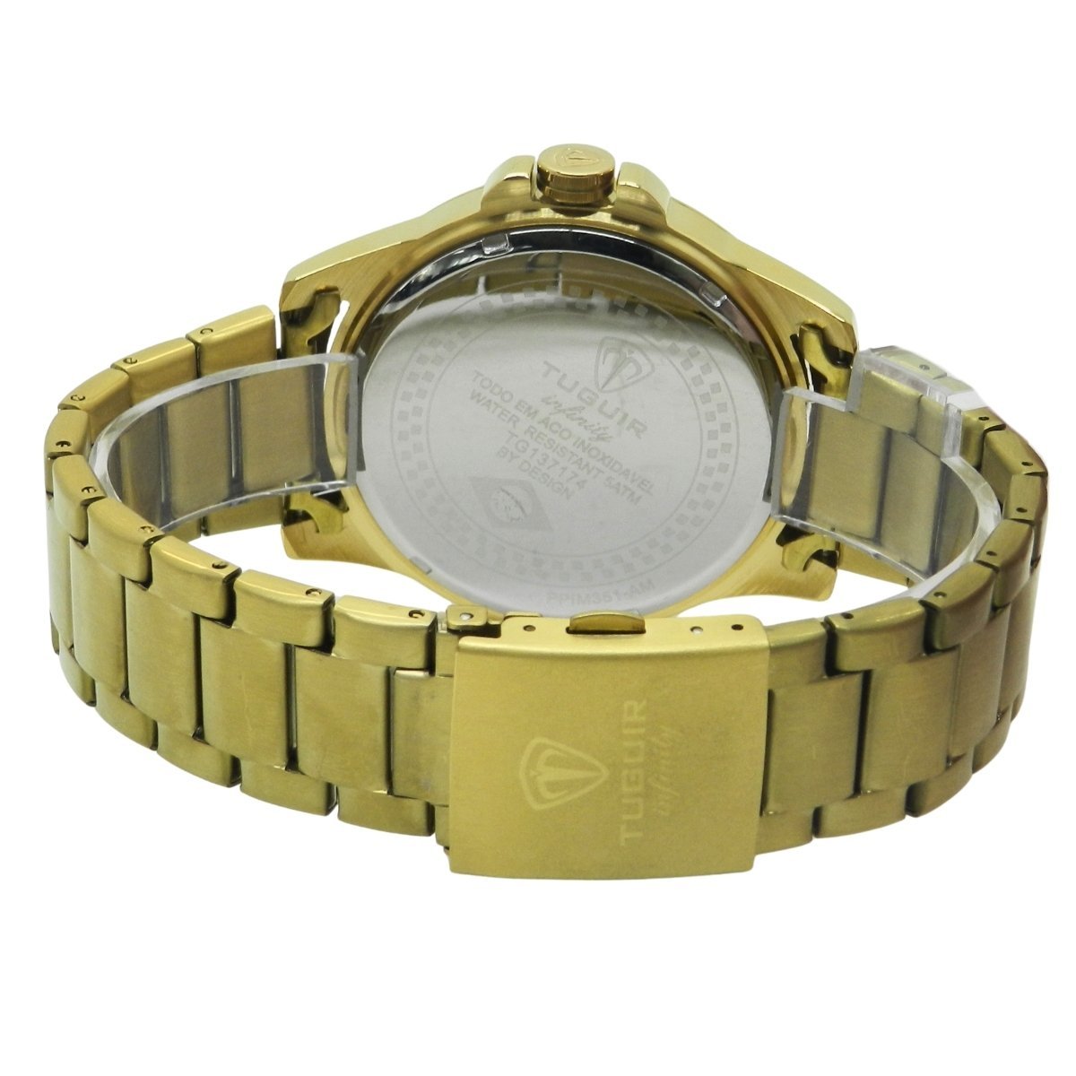 Relógio Masculino de Aço Tuguir Analógico Infinity 9167F Dourado e Preto Dourado 6
