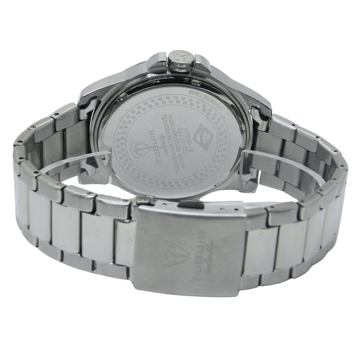 Relógio Masculino de Aço Tuguir Analógico Infinity 6117H Prata e Preto Prata 6