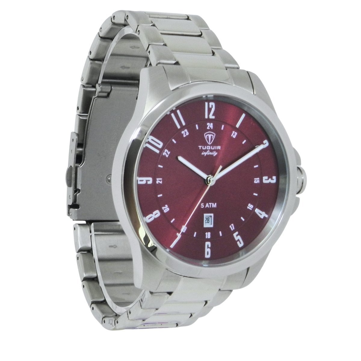 Relógio Masculino de Aço Tuguir Analógico Infinity 6117H Prata e Vermelho Prata 4