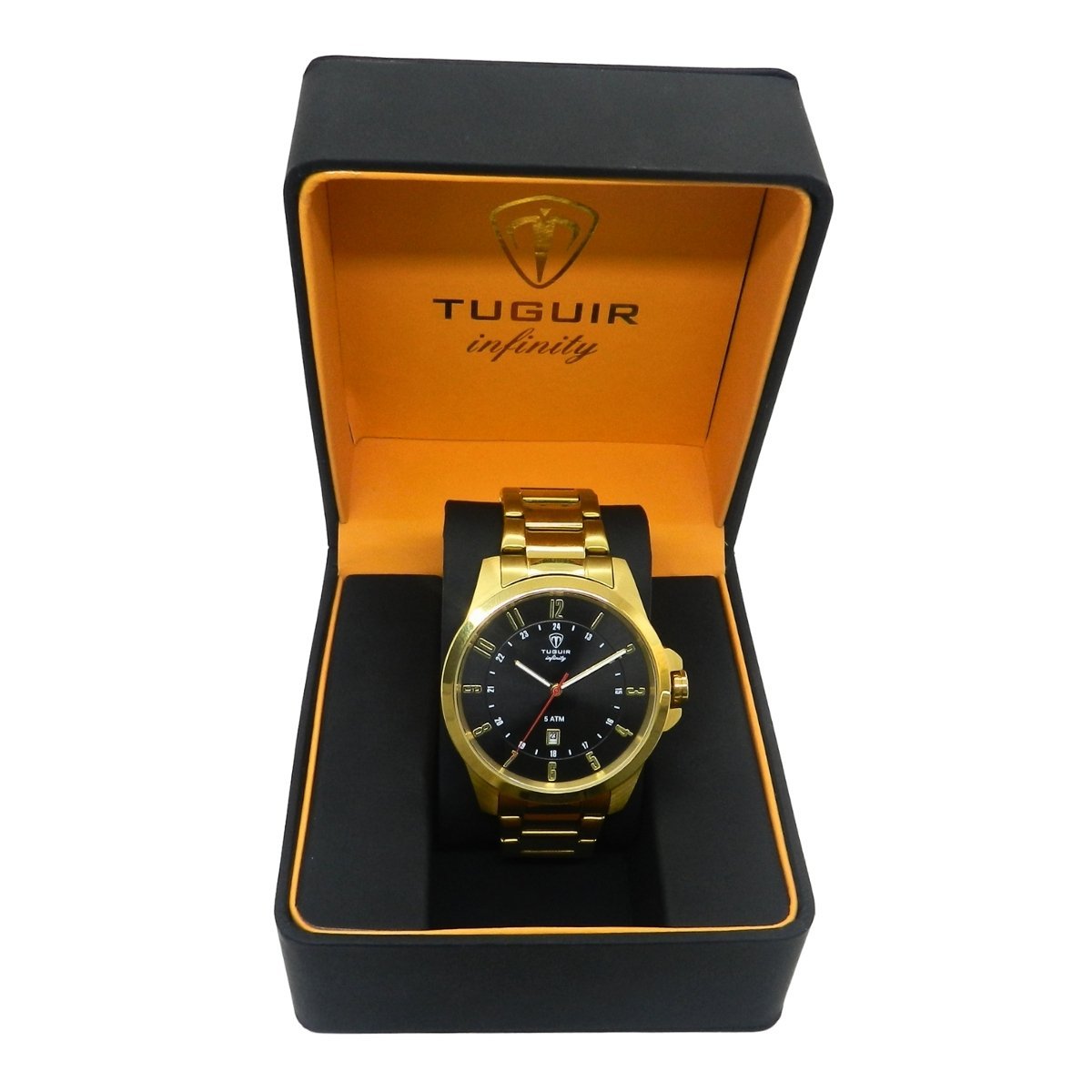 Relógio Masculino de Aço Tuguir Analógico Infinity 6117H Dourado e Preto Dourado 2
