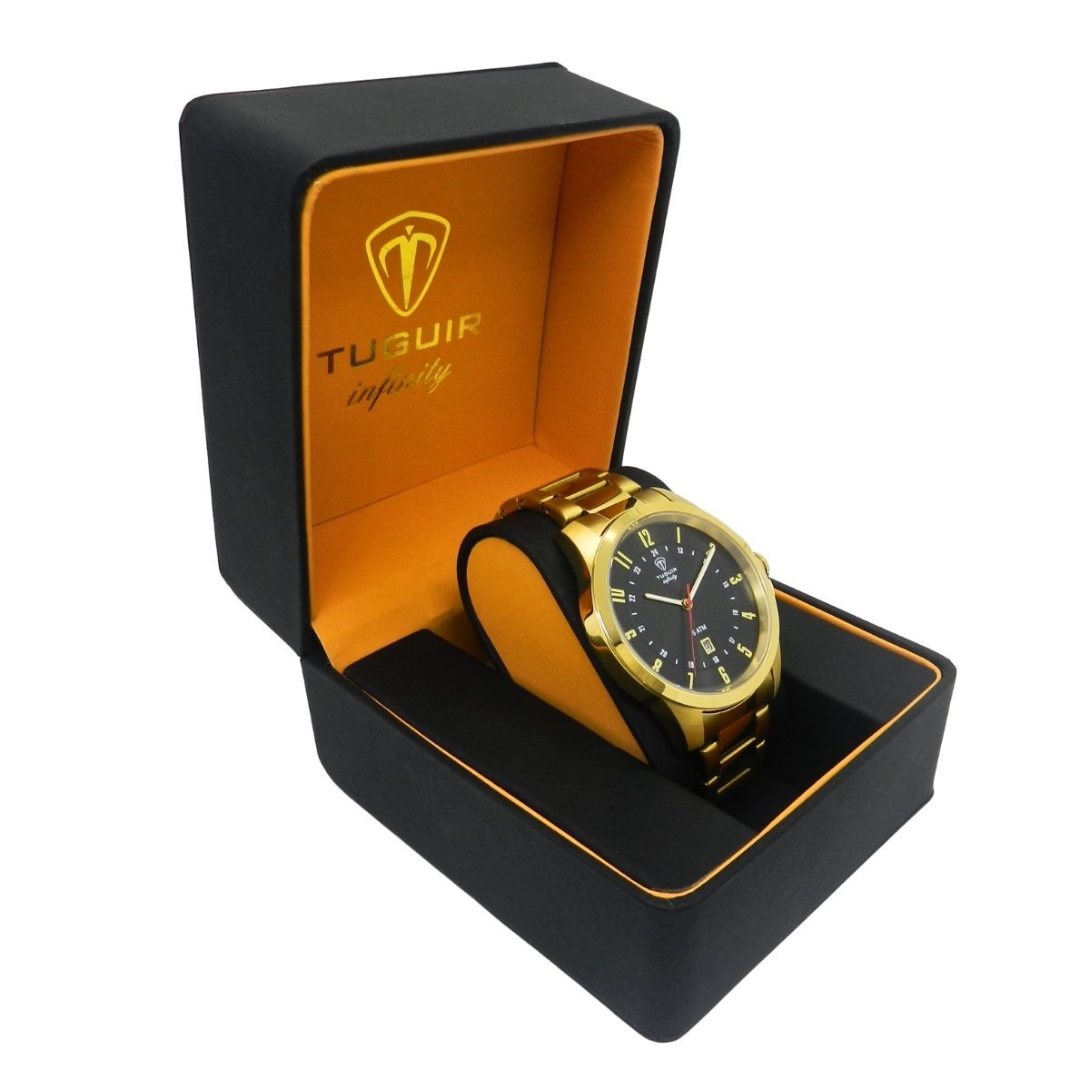 Relógio Masculino de Aço Tuguir Analógico Infinity 6117H Dourado e Preto Dourado 3