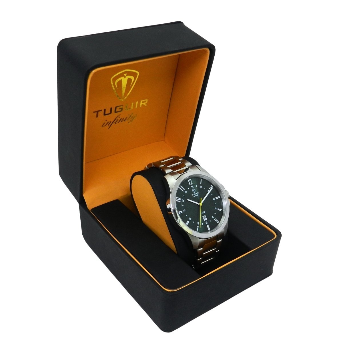 Relógio Masculino de Aço Tuguir Analógico Infinity 6117H Prata e Verde Prata 3