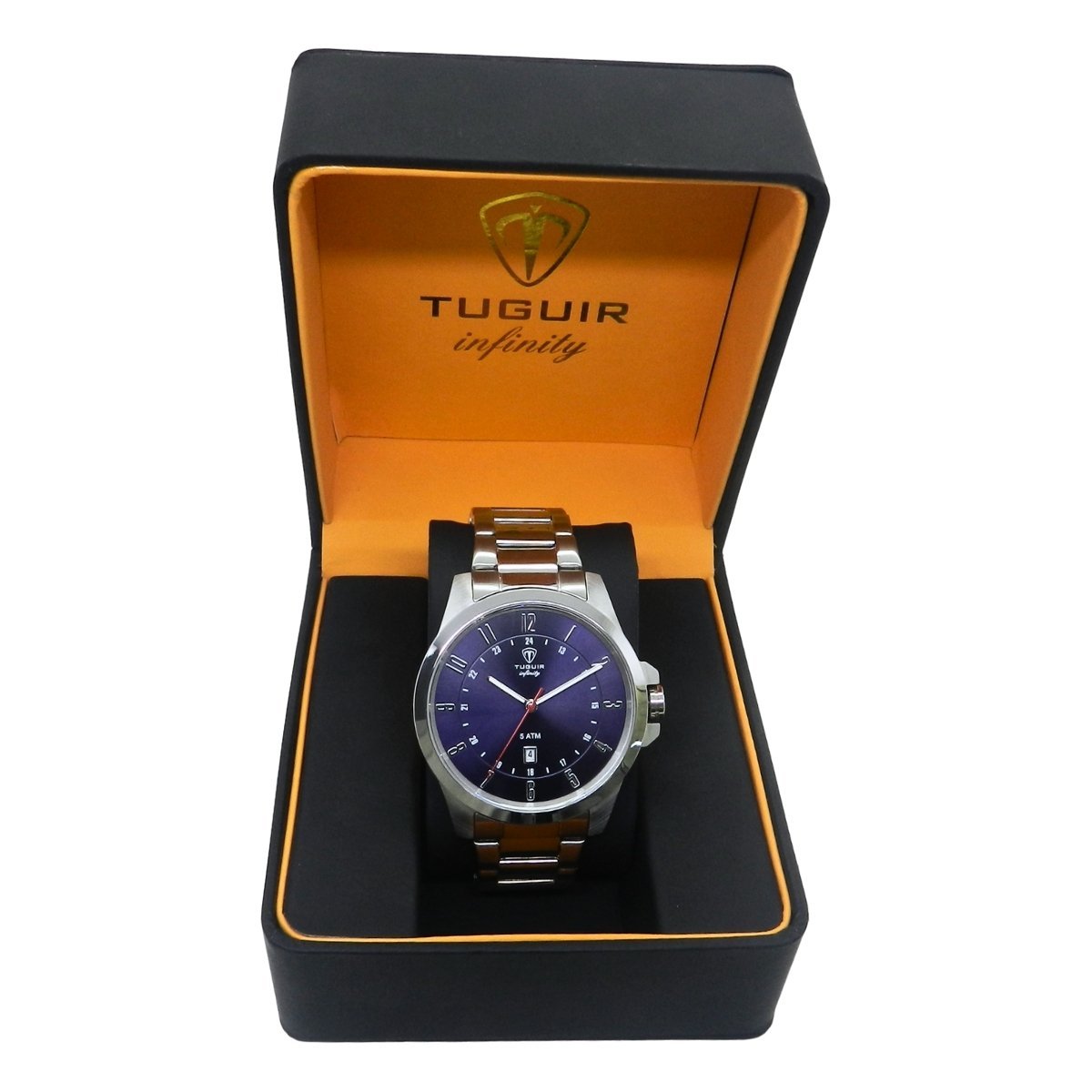 Relógio Masculino de Aço Tuguir Analógico Infinity 6117H Prata e Azul Prata 2