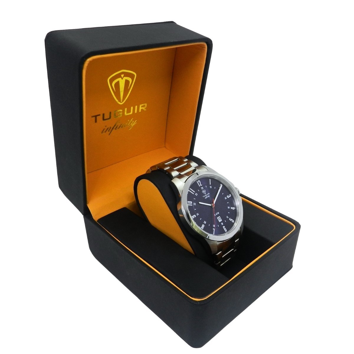 Relógio Masculino de Aço Tuguir Analógico Infinity 6117H Prata e Azul Prata 3