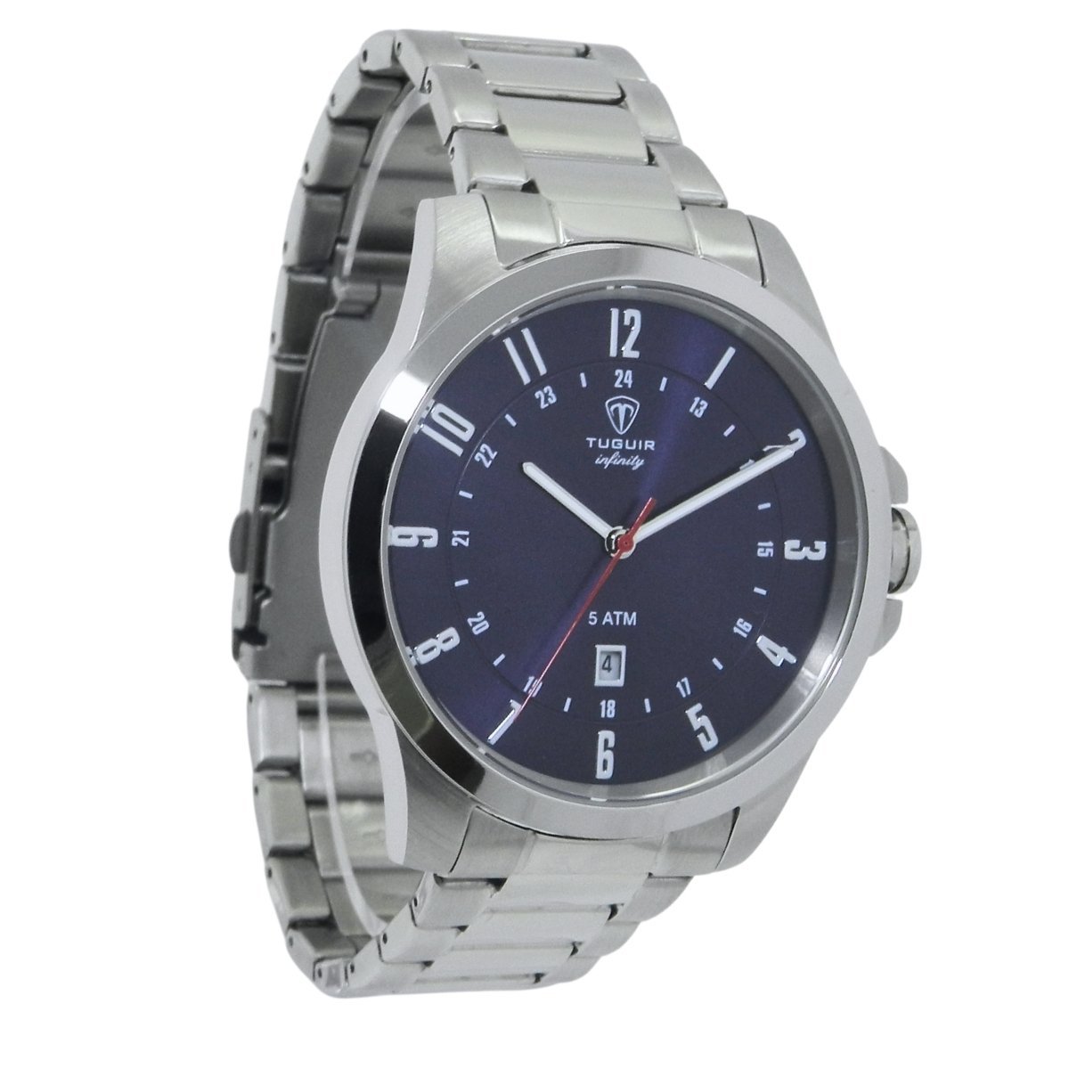 Relógio Masculino de Aço Tuguir Analógico Infinity 6117H Prata e Azul Prata 4