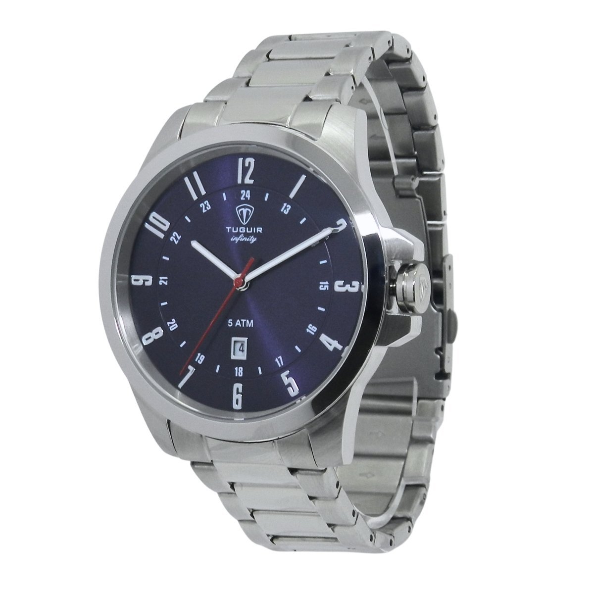 Relógio Masculino de Aço Tuguir Analógico Infinity 6117H Prata e Azul Prata 5