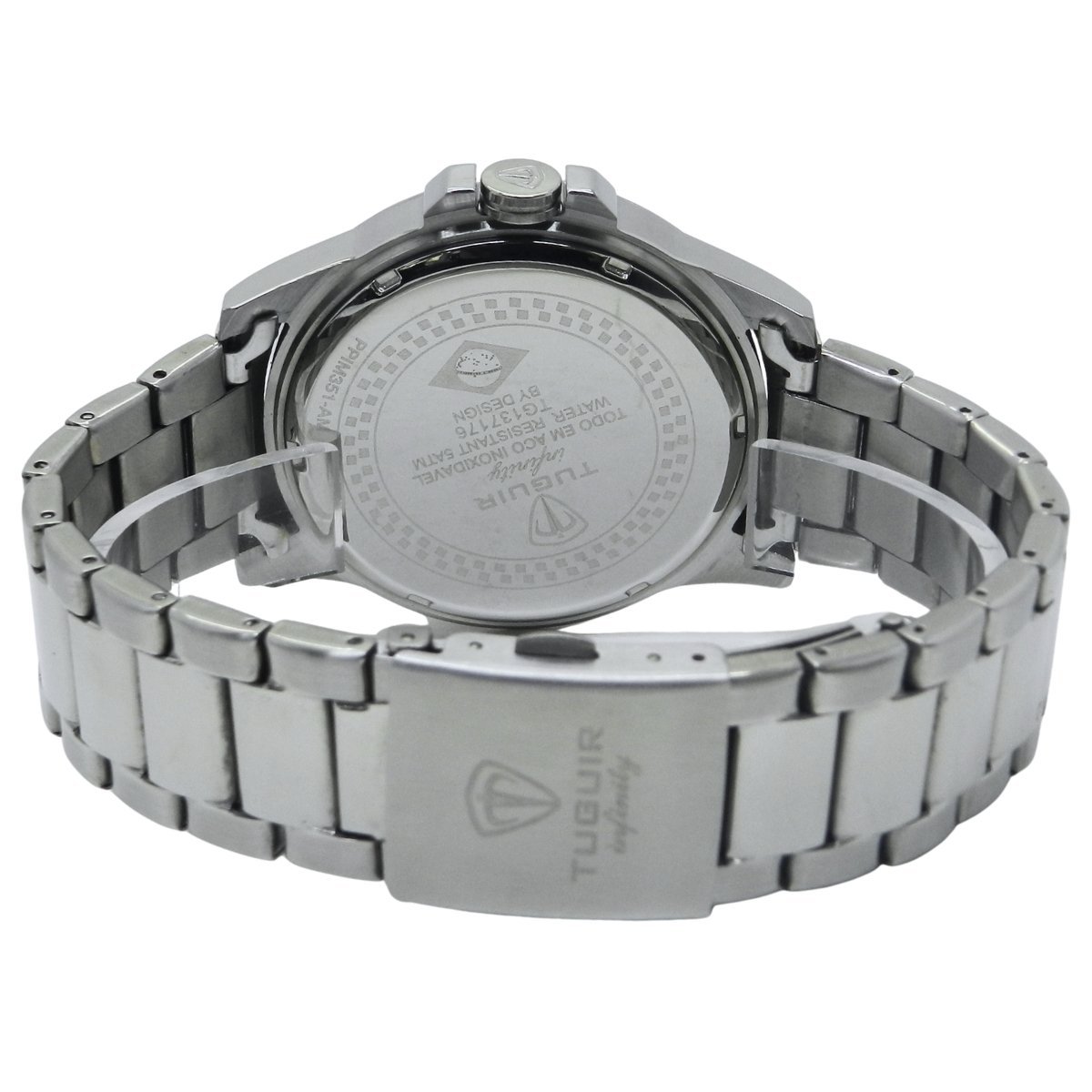 Relógio Masculino de Aço Tuguir Analógico Infinity 6117H Prata e Azul Prata 6