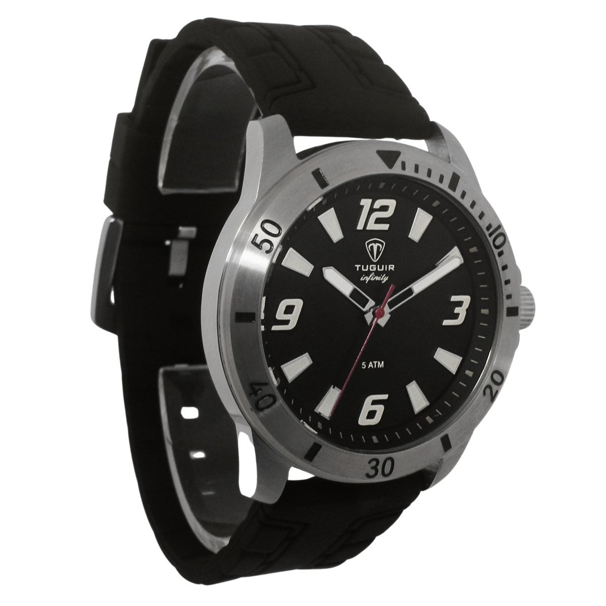 Relógio Masculino de Aço Tuguir Analógico Infinity 9169K Prata e Preto Prata 4