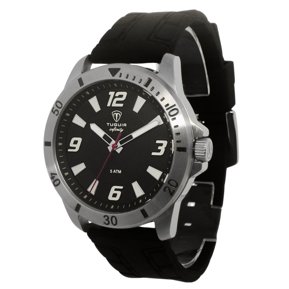 Relógio Masculino de Aço Tuguir Analógico Infinity 9169K Prata e Preto Prata 5