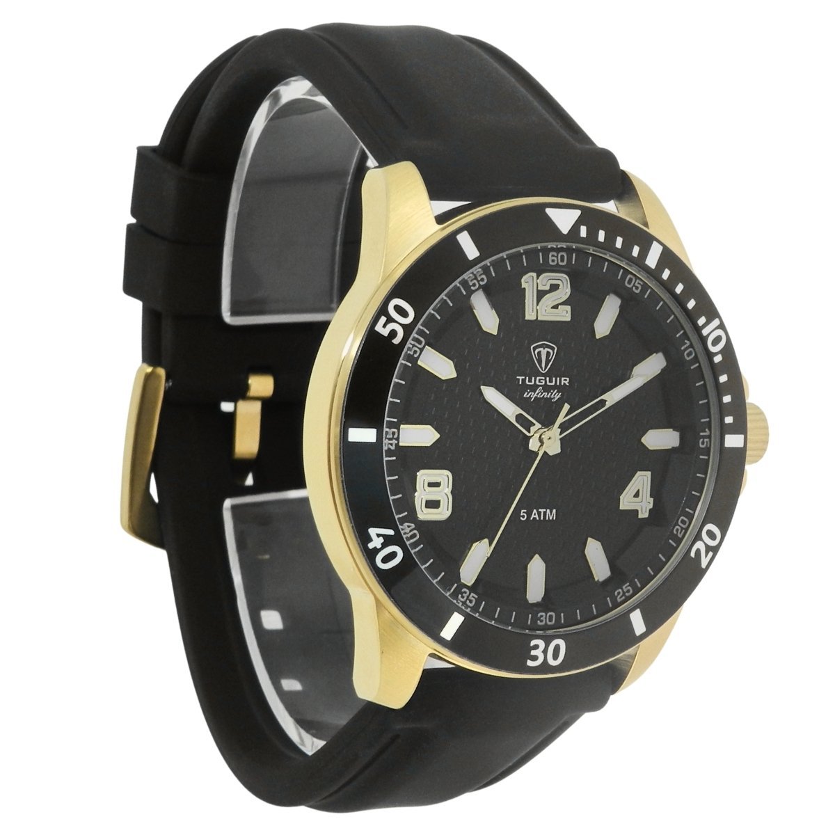 Relógio Masculino de Aço Tuguir Analógico Infinity 9169B Dourado e Preto Dourado 4