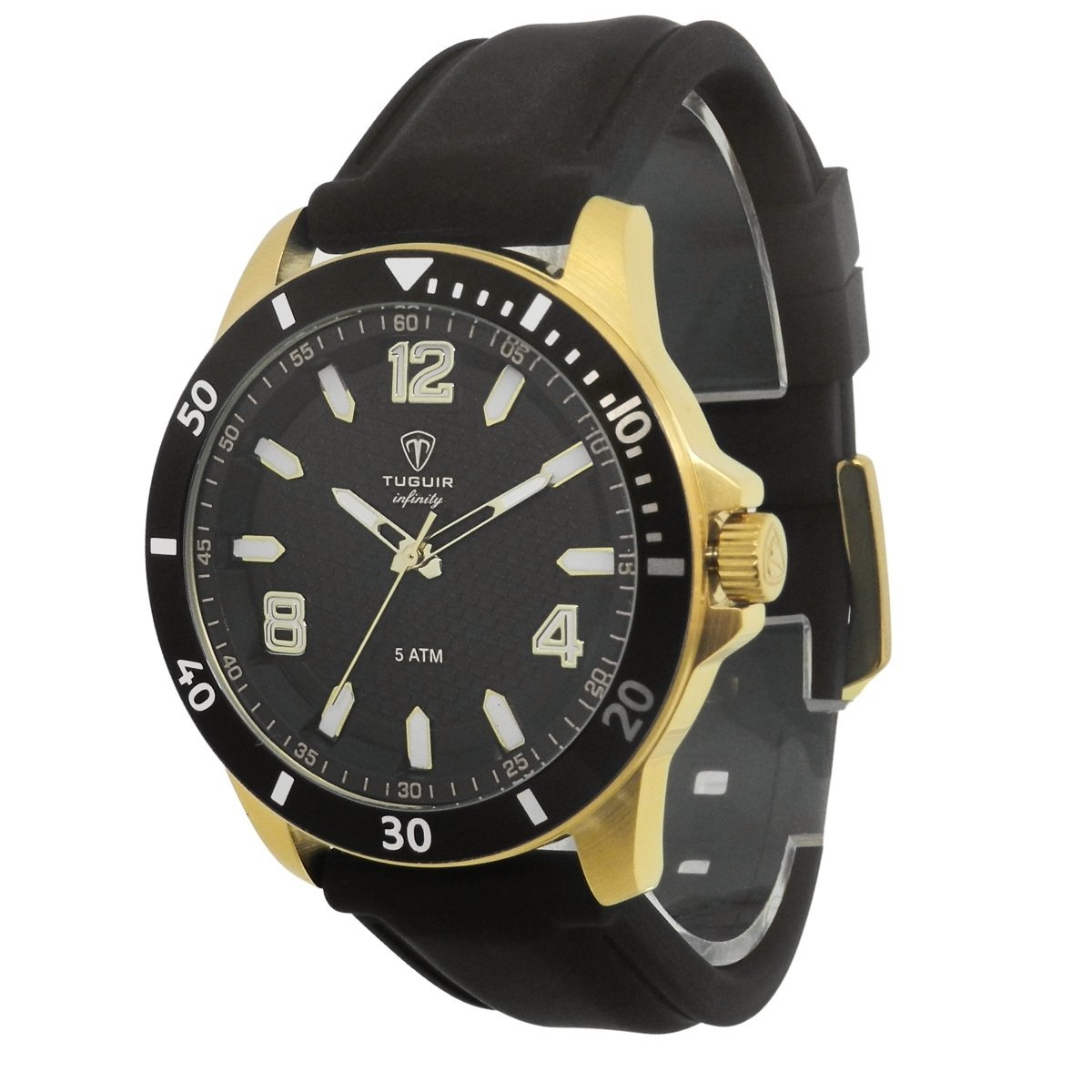 Relógio Masculino de Aço Tuguir Analógico Infinity 9169B Dourado e Preto Dourado 5