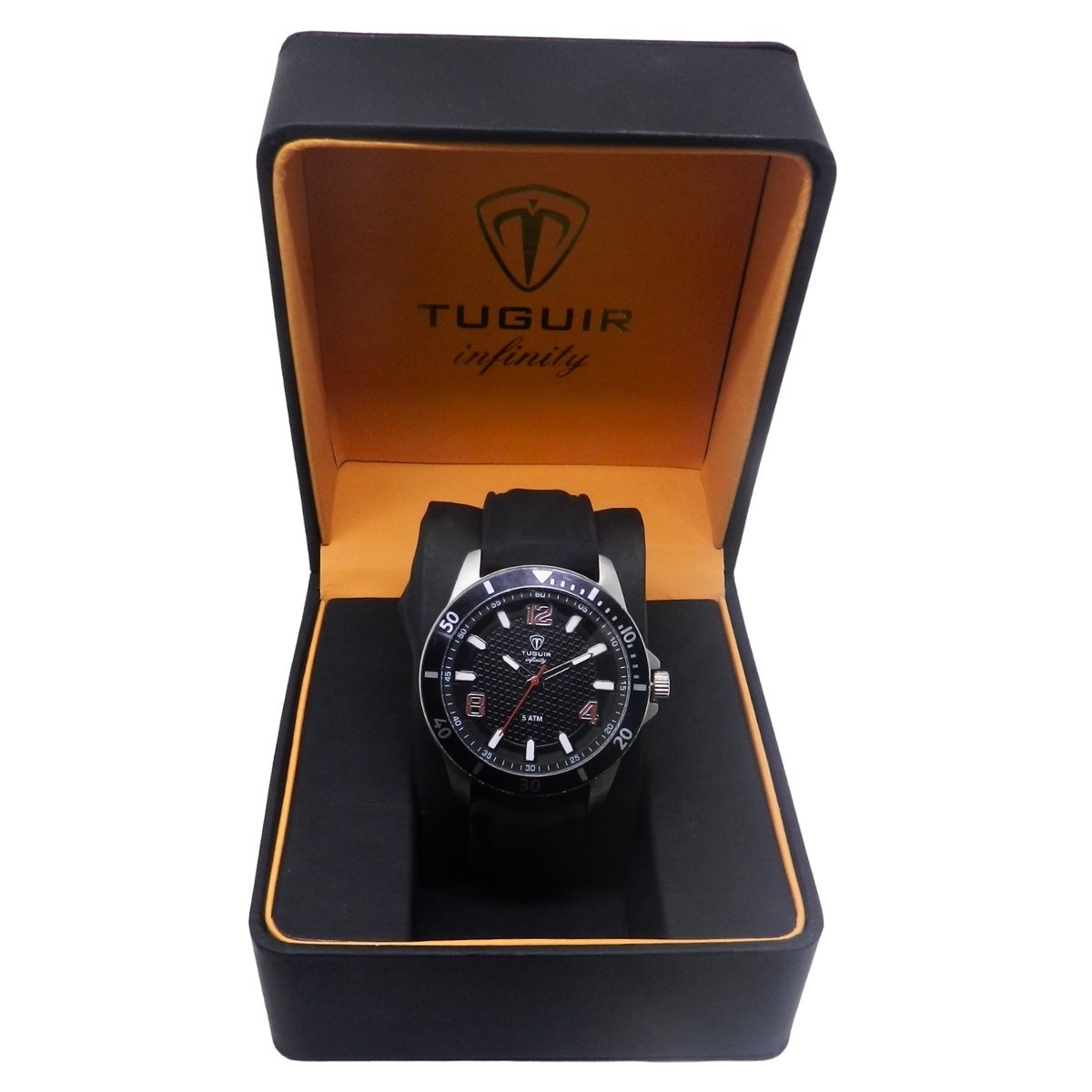 Relógio Masculino de Aço Tuguir Analógico Infinity 9169B Prata e Preto e Vermelho Prata 2