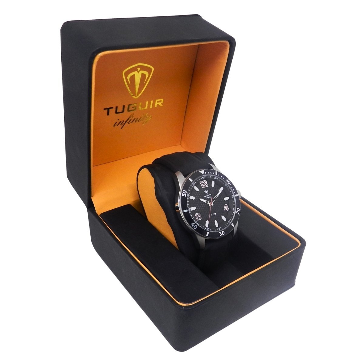 Relógio Masculino de Aço Tuguir Analógico Infinity 9169B Prata e Preto e Vermelho Prata 3