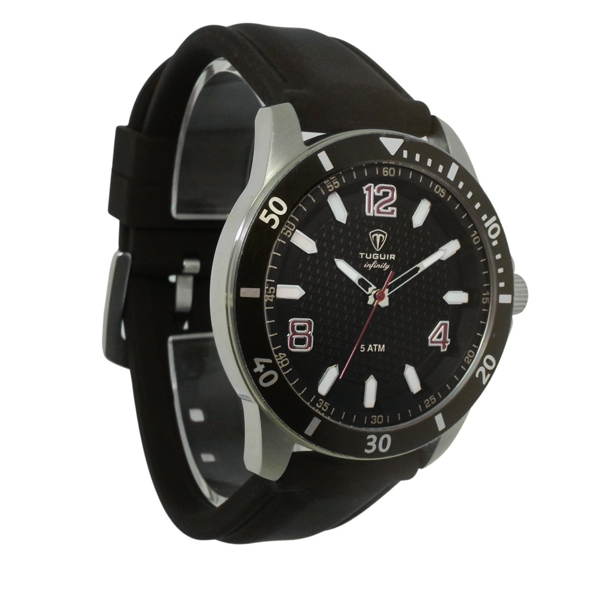 Relógio Masculino de Aço Tuguir Analógico Infinity 9169B Prata e Preto e Vermelho Prata 4