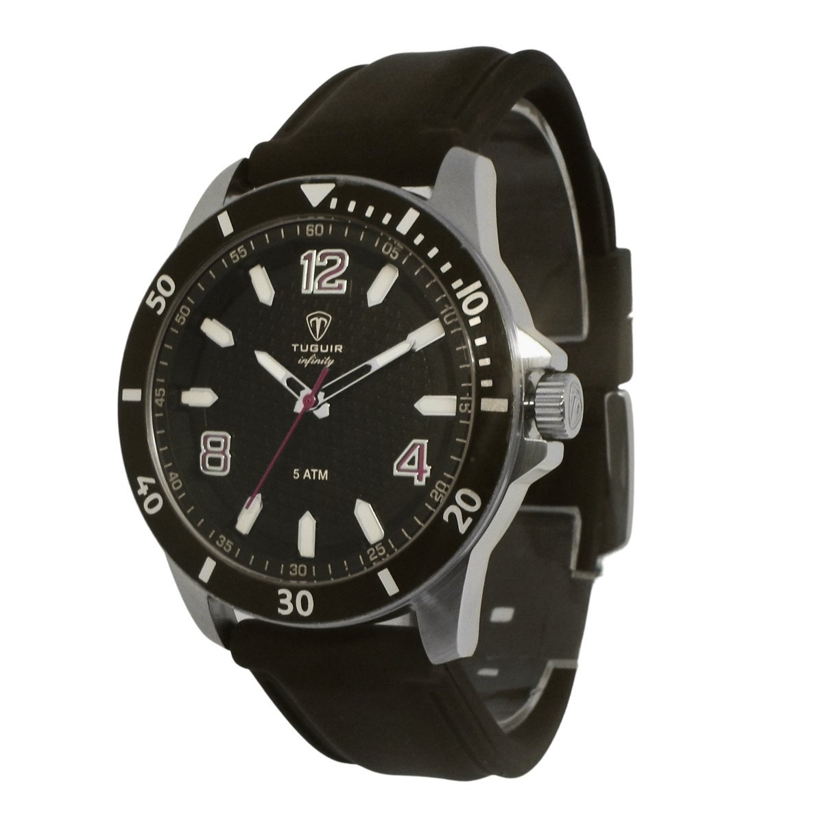 Relógio Masculino de Aço Tuguir Analógico Infinity 9169B Prata e Preto e Vermelho Prata 5