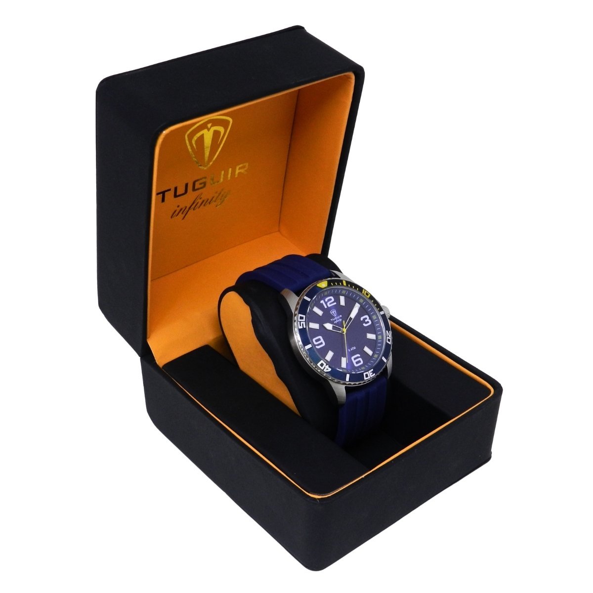 Relógio Masculino de Aço Tuguir Analógico Infinity 9169C Prata e Azul e Amarelo Prata 3