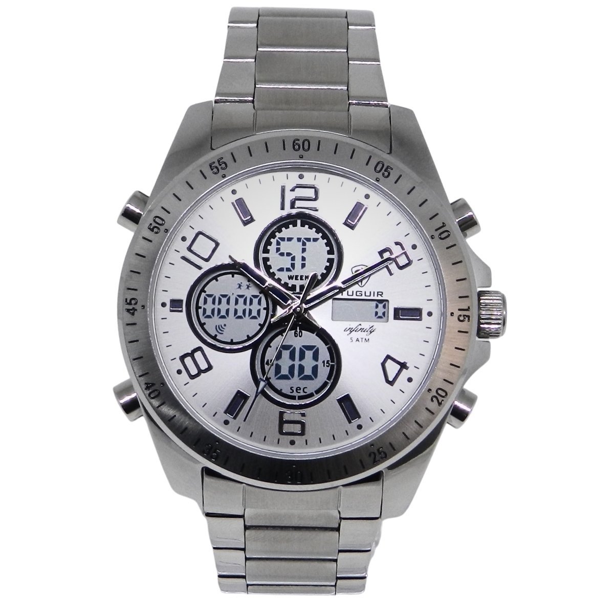 Relógio Masculino de Aço Tuguir AnaDigi Infinity GCS-1274 Prata