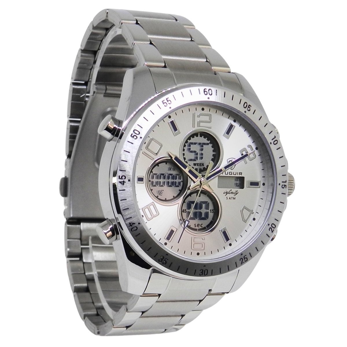 Relógio Masculino de Aço Tuguir AnaDigi Infinity GCS-1274 Prata Prata 4