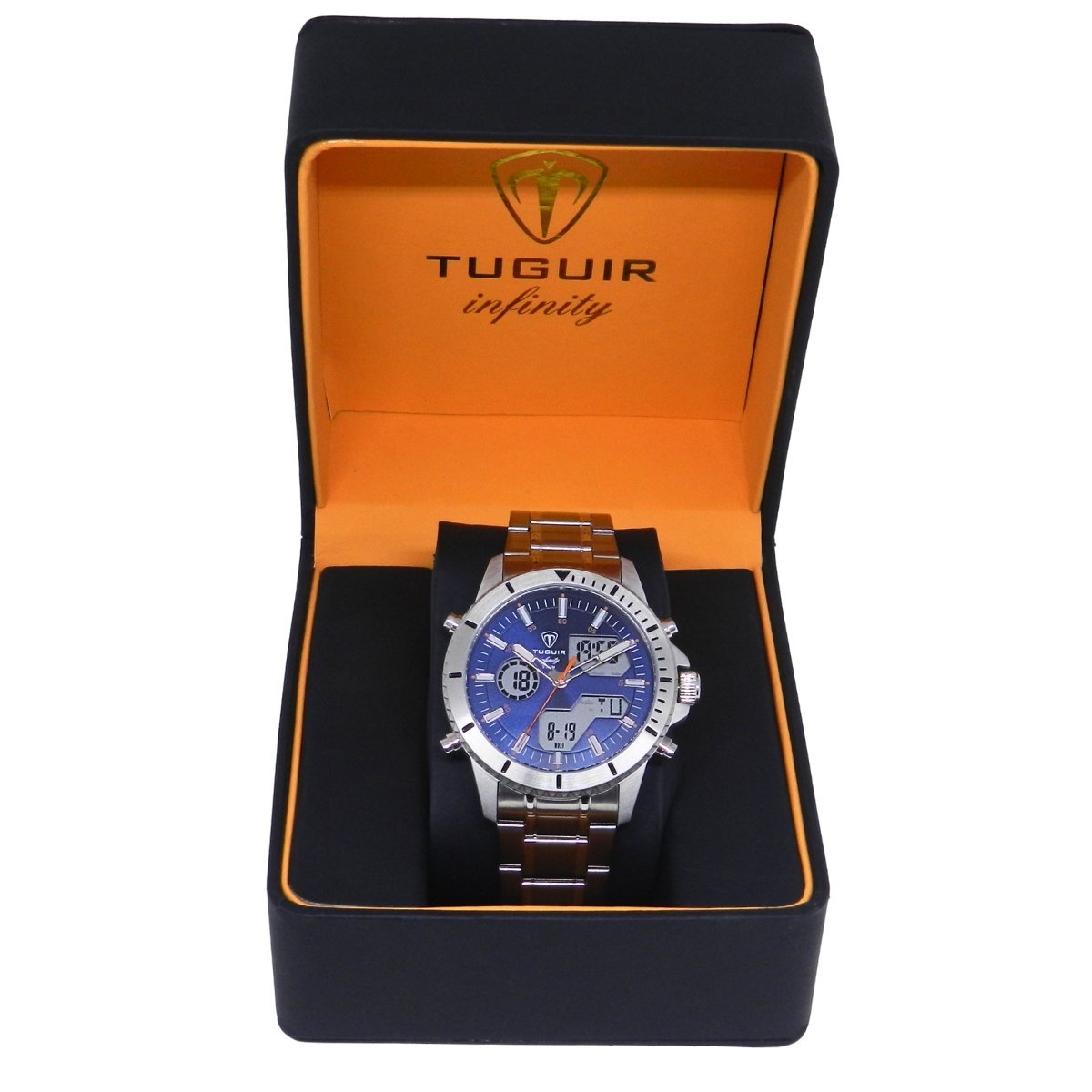 Relógio Masculino de Aço Tuguir AnaDigi Infinity GCS-1269 Prata e Azul Prata 2