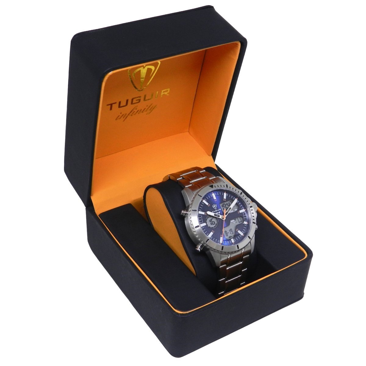 Relógio Masculino de Aço Tuguir AnaDigi Infinity GCS-1269 Prata e Azul Prata 3