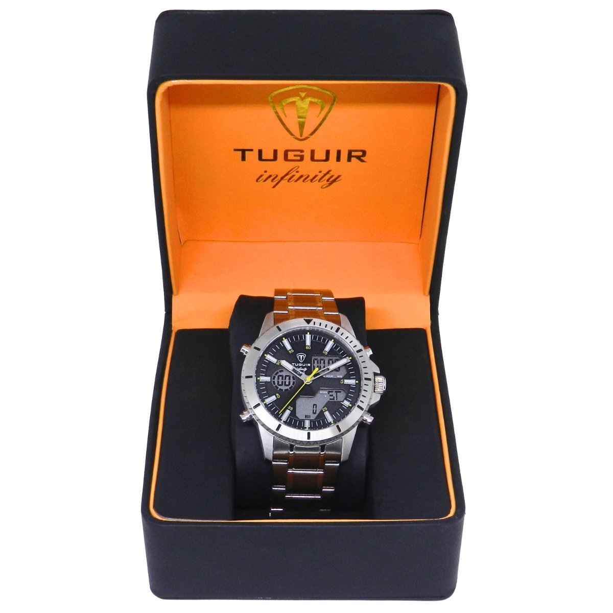 Relógio Masculino de Aço Tuguir AnaDigi Infinity GCS-1269 Prata e Preto Prata 2