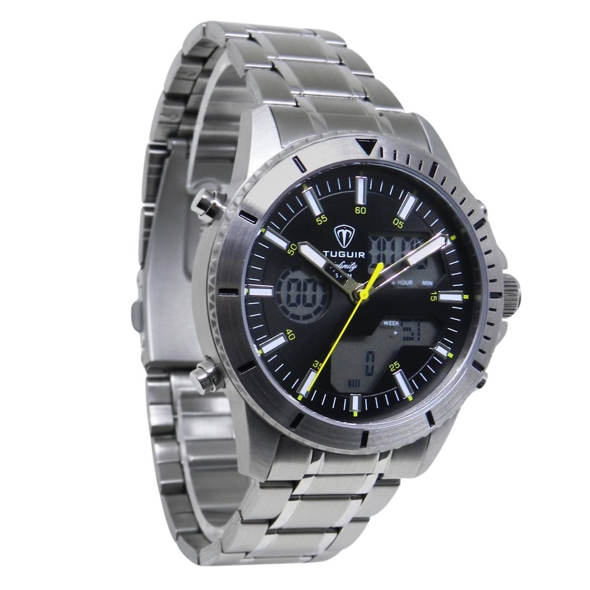 Relógio Masculino de Aço Tuguir AnaDigi Infinity GCS-1269 Prata e Preto Prata 4